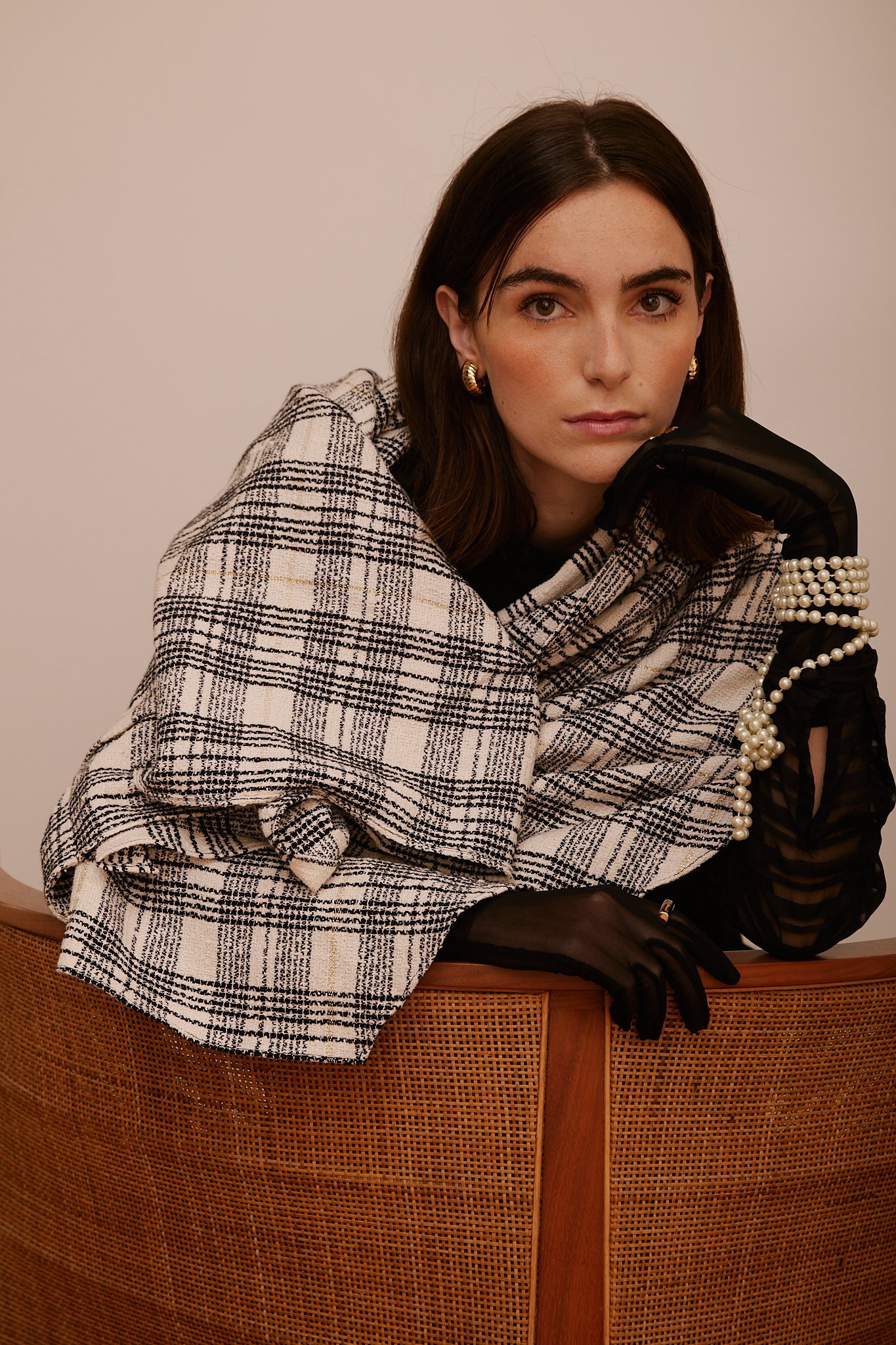 Pelerine Due saia xadrez com dourado