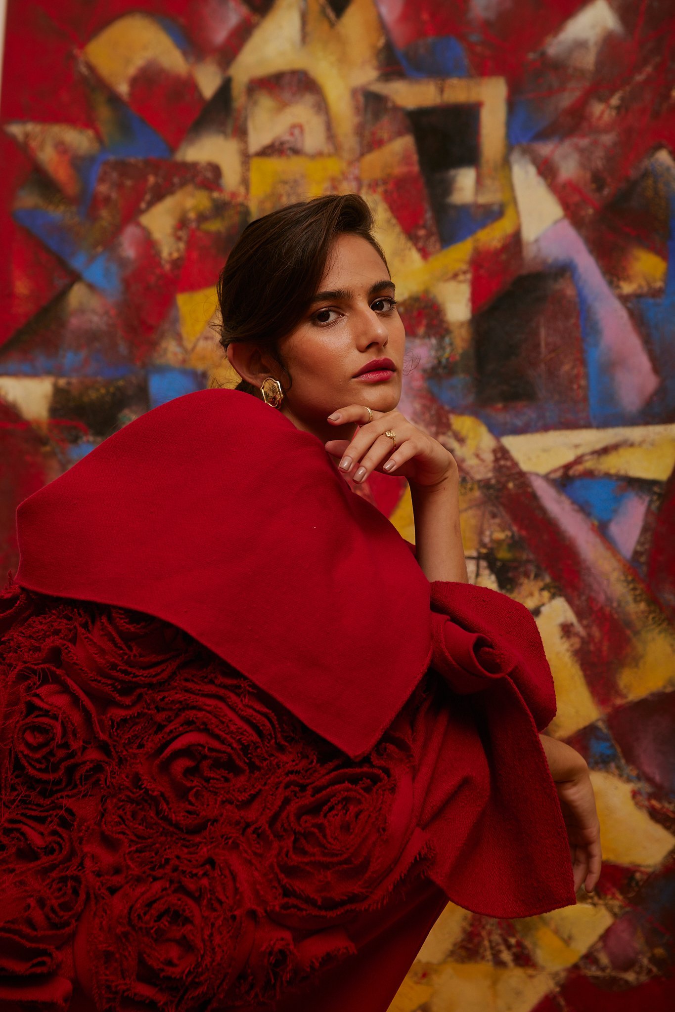 Pelerine Due com Flor vermelha